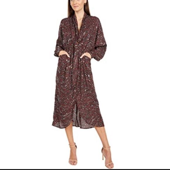 Sabina Musayev Kendra Animal Print Flowy Dolman Sleeves Maxi Dress with Pockets - Picture 1 of 9